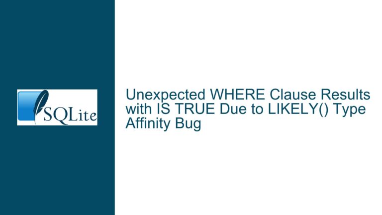Unexpected WHERE Clause Results with IS TRUE Due to LIKELY() Type Affinity Bug
