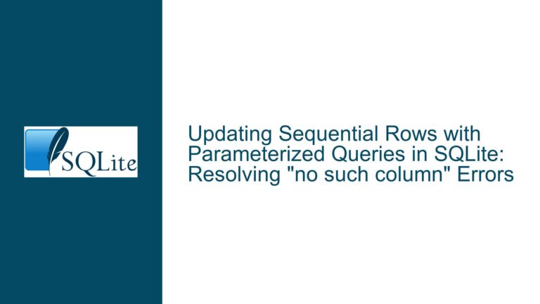 Updating Sequential Rows with Parameterized Queries in SQLite: Resolving “no such column” Errors