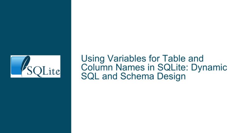 Using Variables for Table and Column Names in SQLite: Dynamic SQL and Schema Design